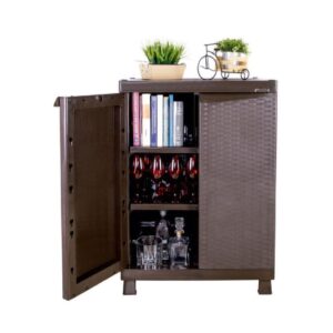 ARMARIO MEDIANO RATTAN - GRIS HIELO