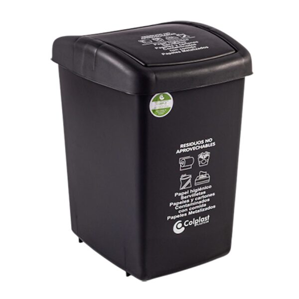 PAPELERA PLANA 36 LT NEGRO COLPLAST