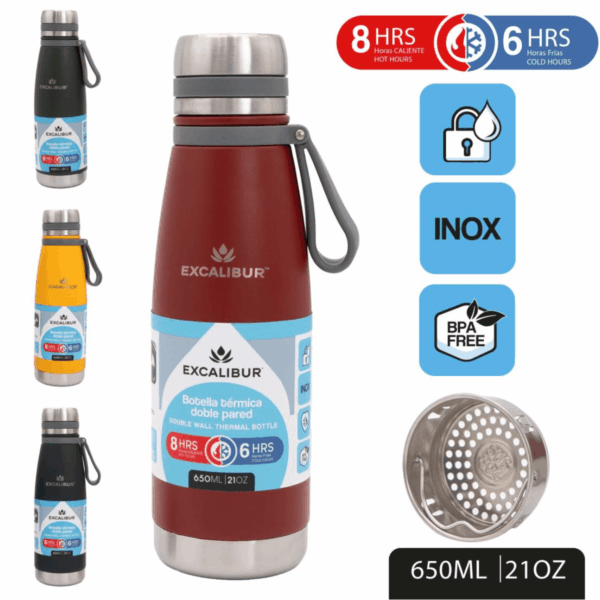 BOTELLA TERMIC 650ML DOB PARED EXCALIBUR