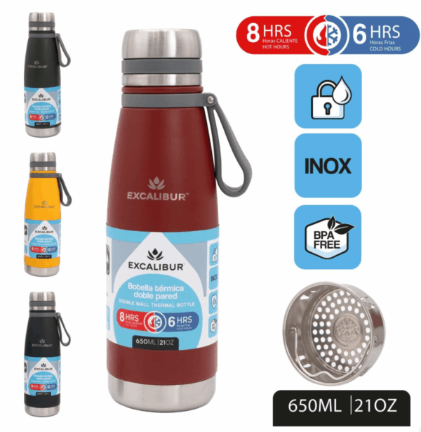 BOTELLA TERMIC 650ML DOB PARED EXCALIBUR