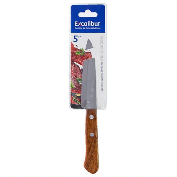 CUCHILLO 5 COCINA INOX MANGO MADERA EXCALIBUR