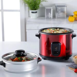 OLLA ARROCERA 5 TAZAS INOXIDABLE ROJA IMUSA