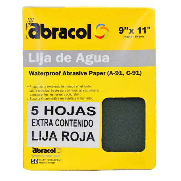 COMBO 50 LIJA ABRACOL 120 ( LIJADO EN AGUA (RPHLC0120000 + 5 LIJAS ROJA 150 EXTRACONTENIDO