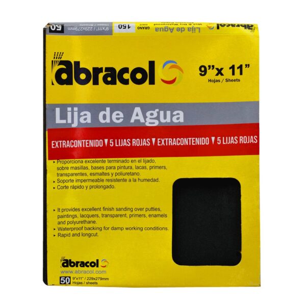 COMBO 50 LIJA ABRACOL 150 ( LIJADO EN AGUA (RPHLC0150000 + 5 LIJAS ROJA 150 EXTRACONTENIDO