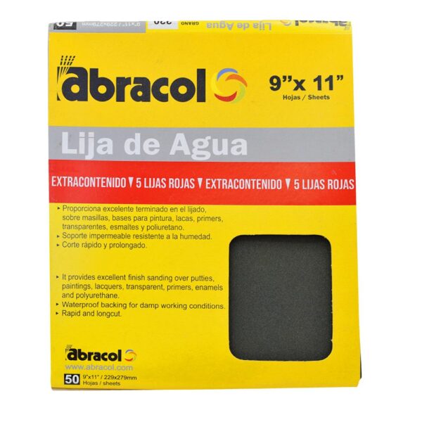 COMBO 50 LIJA ABRACOL 220 ( LIJADO EN AGUA (RPHLC0220000 + 5 LIJAS ROJA 150 EXTRACONTENIDO
