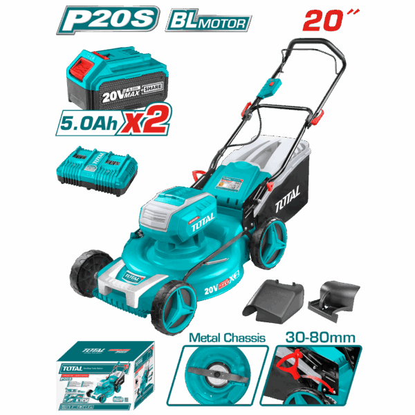 CORTADORA DE CESPED 40V INCLUYE 2 BATERIAS DE 5Ah, 1 CARGADOR Y 3 ACCESORIOS  TOTAL (UTLMLI20202)