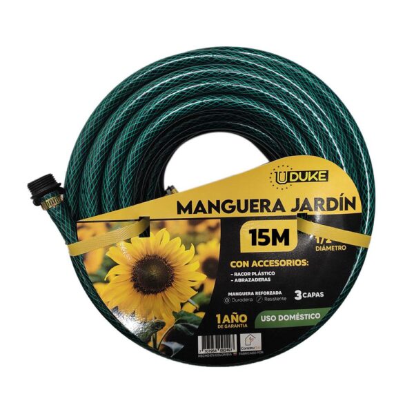 MANGUERA DE JARDIN UDUKE USO DOMESTICO X 15 METROS (SUAN)ACOPLE RAPIDO Y MAGUERA