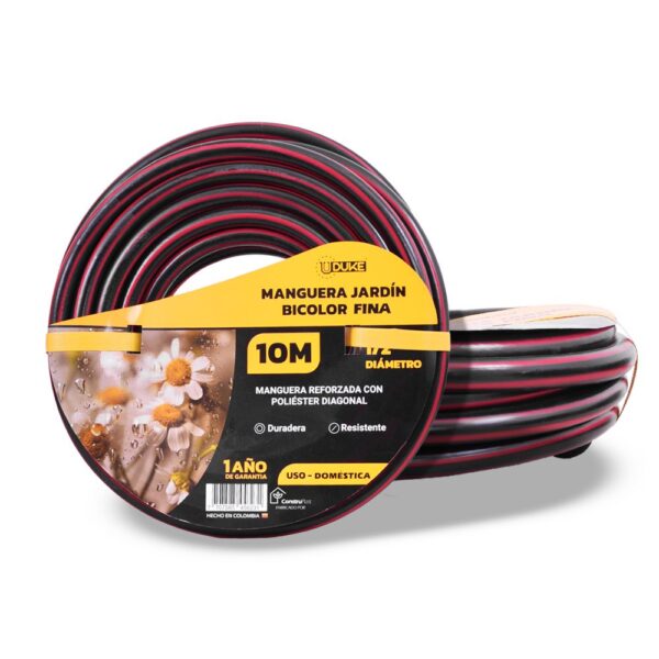 MANGUERA DE JARDIN UDUKE USO DOMESTICO-INDUSTRIAL X 10 METROS (FENIX-BICOLOR)ACOPLE RAPIDO Y MAGUERA