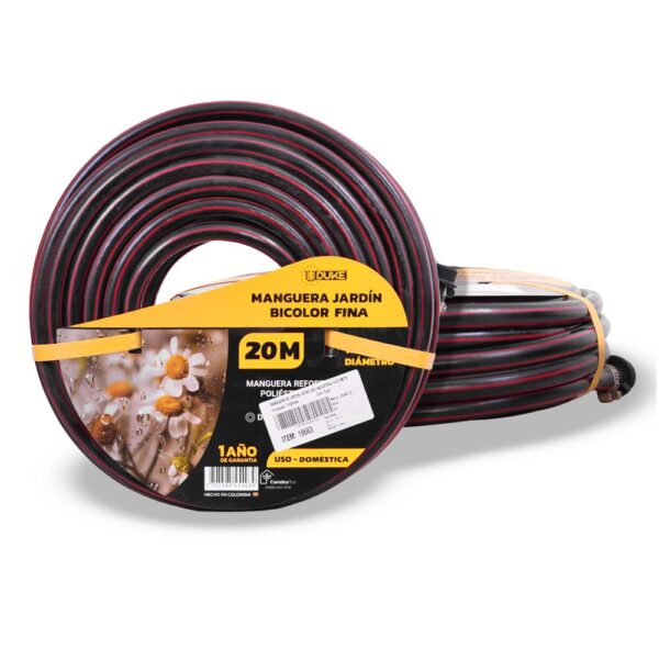 MANGUERA DE JARDIN UDUKE USO DOMESTICO-INDUSTRIAL X 20 METROS (FENIX-BICOLOR) ACOPLE RAPIDO Y MAGUERA