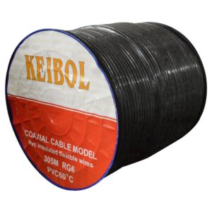Cable Coaxial RG6 Negro Keibol Carreto x 305 MTS (HT10083)