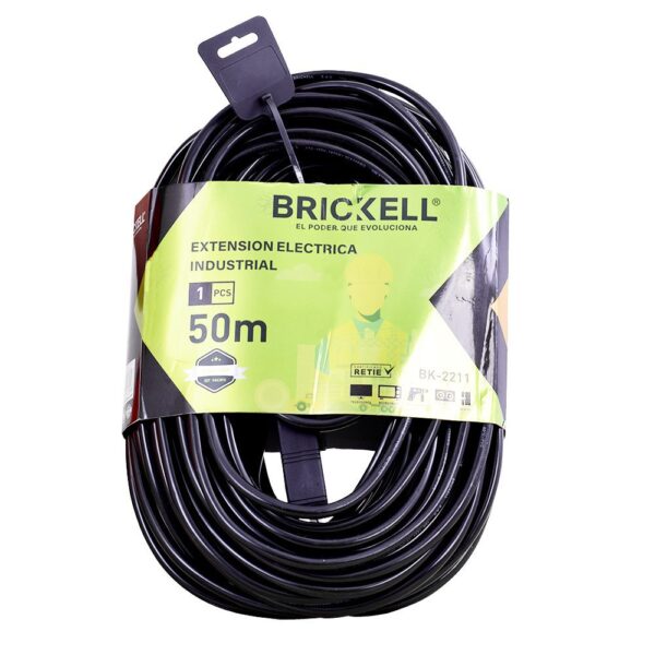 EXTENSION 50 MTS NEGRA CON TOMA X 3 TRABA O PESADO 14AWG BRICKELL (BK-2211)