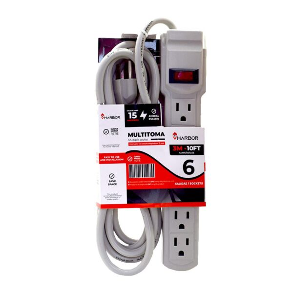 TOMA MULTIPLE  X 6  CABLE DE 3MTS VHARBOR(S-25-3M)
