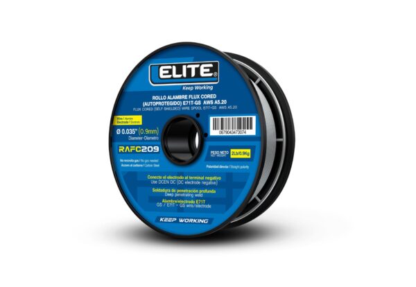 ROLLO ALAMBRE FLUX CORED (AUTOPROTEGIDO) E71T-GS 100MM 2LB (0,9KG) 0,9MM (0.035) ELITE (RAFC209)