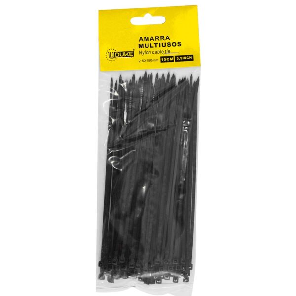 AMARRA PLASTICA UDUKE NEGRA 2.5X150MM (15 CM) (100 UNDS) (HT70031)