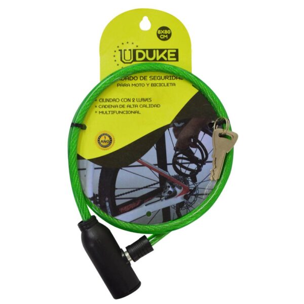 CANDADO BICICLETA UDUKE  DELGADO LLAVE NORMAL (HT40054)(1 ANO DE GARANTIA)
