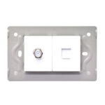 TOMA TV + TOMA LAN INTERNET LUXOR BLANCA INTERCAMBIABLE SIN TAPA (V9-037)