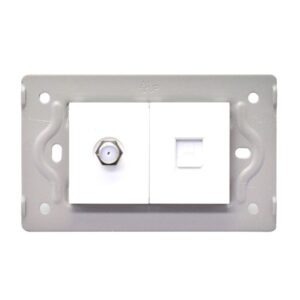 TOMA TV + TOMA LAN INTERNET LUXOR BLANCA INTERCAMBIABLE SIN TAPA (V9-037)