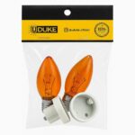 Bombillo Candelabro Sencillo Naranja  + Socket Candelabro Pasta Pqt x 2 Uduke