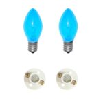 Bombillo Candelabro Sencillo Azul + Soket Candelabro Pasta Pqt x 2 Uduke