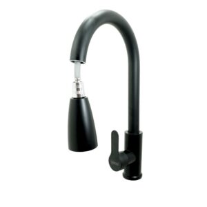 LLAVE LAVAPLATOS CABEZA EXTRAIBLE MONOCONTROL  ACERO INOXIDABLE REDONDA NEGRA UDUKE (HT2038)