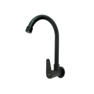 LLAVE LAVAPLASTOS CUELLO GANSO PARED ALETA ACERO INOXIDABLE  NEGRA UDUKE (HT2045)