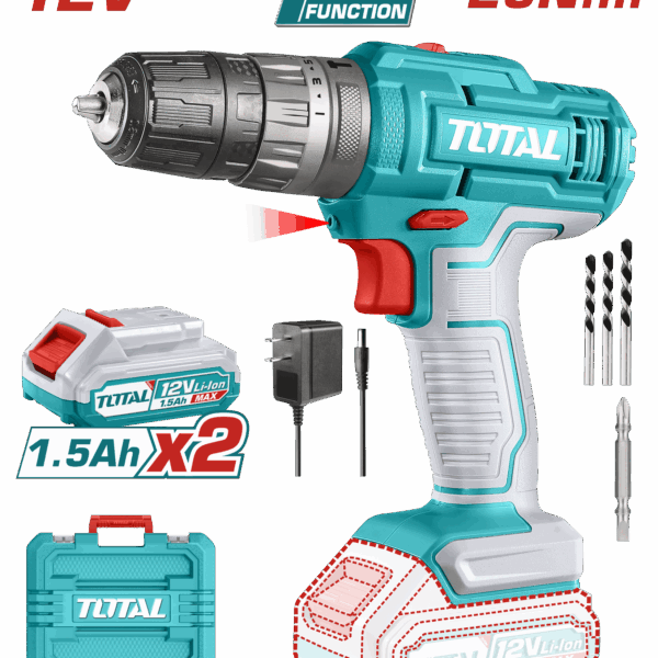 TALADRO DE IMPACTO INALAMBRICO 3/8" 12V INCLUYE 2 BATERIAS, 1 CARGADOR, 3 BROCAS Y  1 PUNTA TALADRO (+)(-) SUPER TOTAL (UTIDLI1228)