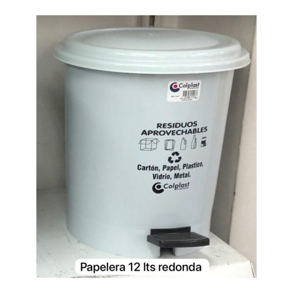 PAPELERA PEDAL 12 LT RED BLANCA COLPLAST