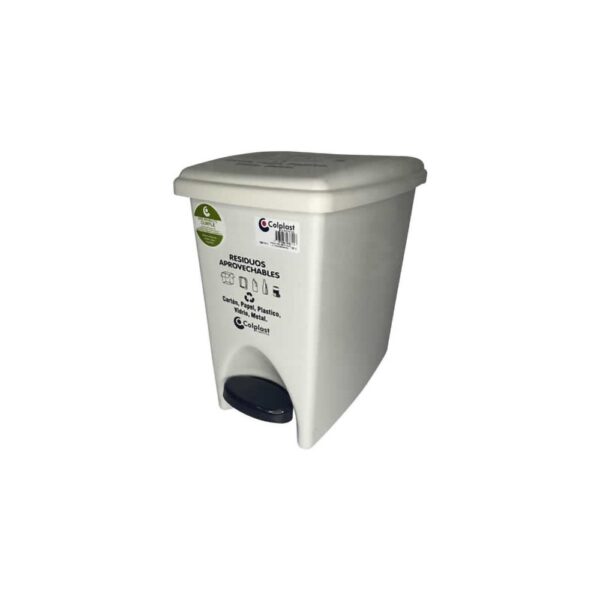 PAPELERA PEDAL 12LT RECT BLANCO COLPLAST