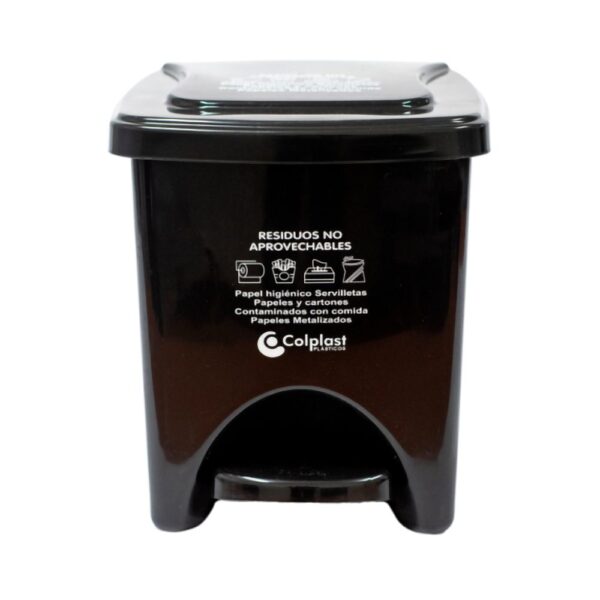 PAPELERA PEDAL 22L CUAD NEGRO COLPLAST