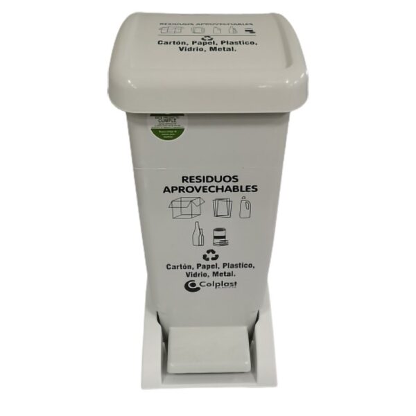 PAPELERA PEDAL 30LT RECT BLANCO COLPLAST