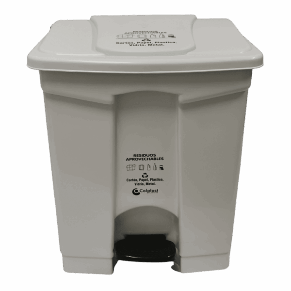 PAPELERA PEDAL 60L CUAD BLANCA COLPLAST