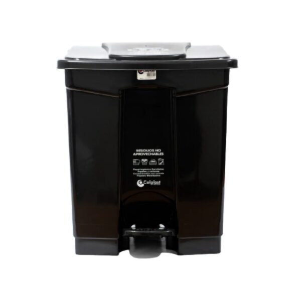PAPELERA PEDAL 60L CUAD NEGRO COLPLAST