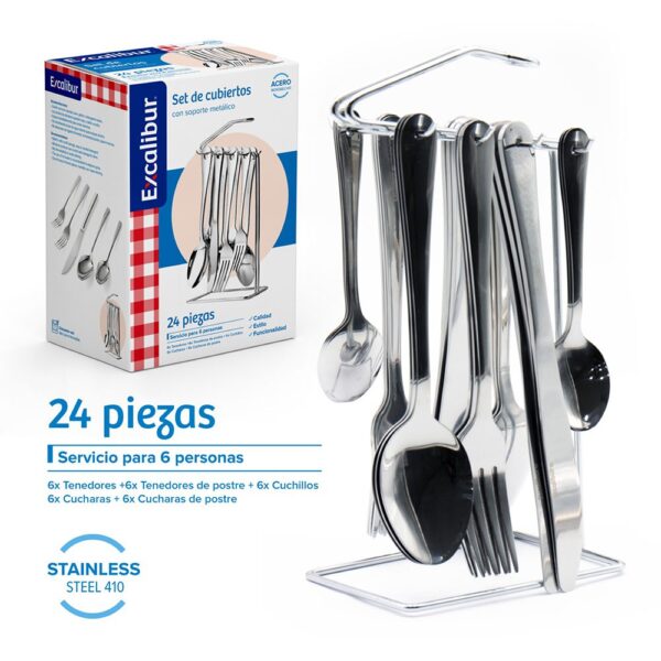 SET CUBIERTOS 24PZ BASE METAL EXCALIBUR