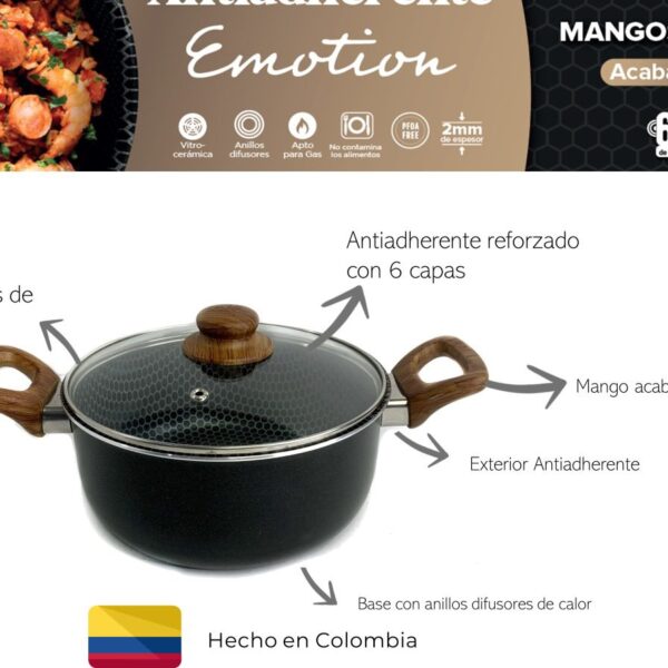 OLLA 20 CM T/VIDRIO ANTIAD EMOTION NORTH(3690)