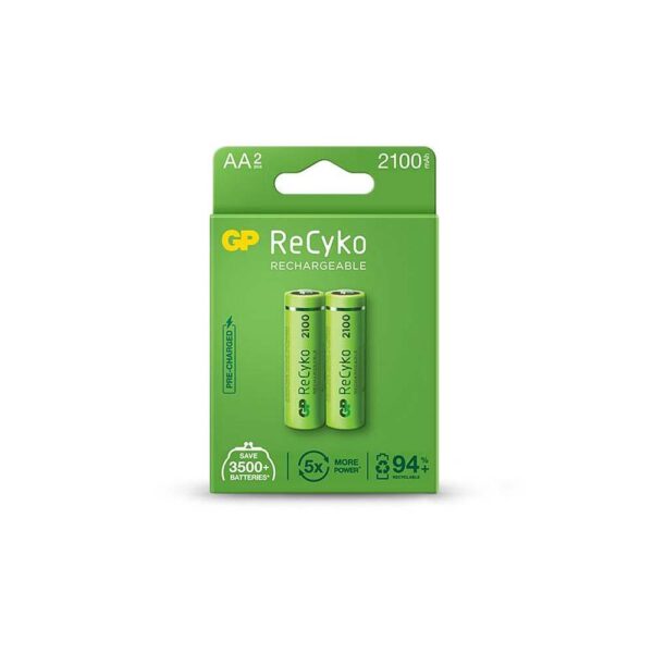 PILA RECARGABLE X 2 GP 1.2V AA 2100 MAH RECYKO (GP210AAHC-C2K)
