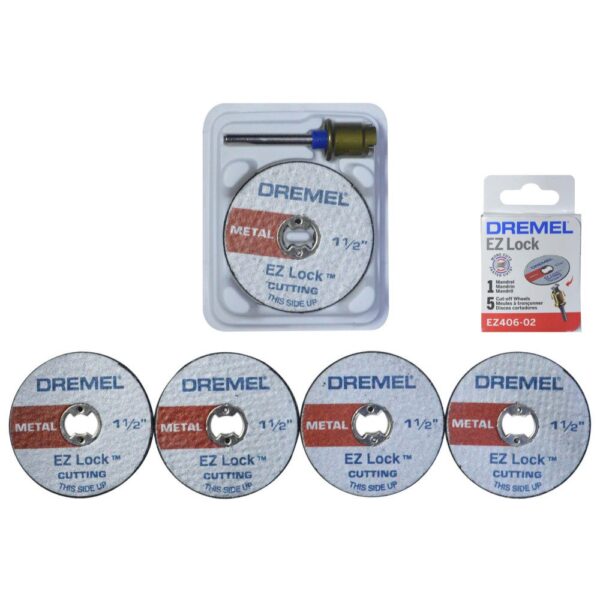 ACCESORIOS DREMEL EZLOCK X 6 PCS 5 DISCOS CORTADORES + 1 MANDRIL (2615E406AD000)(EZ406-02)