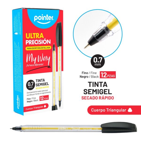 BOLIGRAFO SEMIGEL 0.7MM NGO 12PZ POINTER(BP-6007-N)