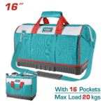 BOLSO DE HERRAMIENTAS 16 REFORZADO INDUSTRIAL CAPACIDAD MAXIMA 20KG SUPER TOTAL (THT16163)