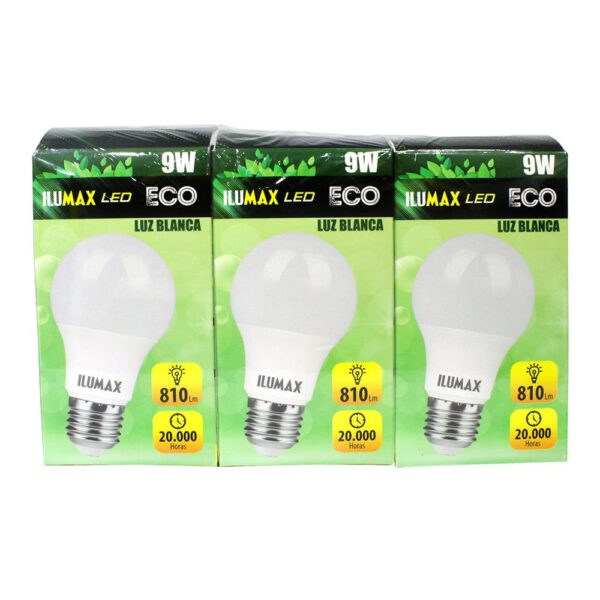 BOMBILLO 9W LED X 3 LUZ BCA ILUMAX ECO