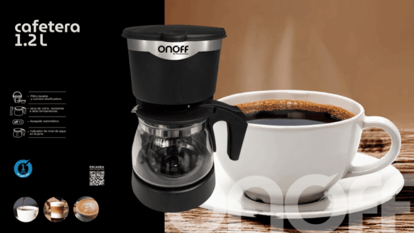 CAFETERA 1,2 LITROS NEGRA ONOFF PS(RP1365)