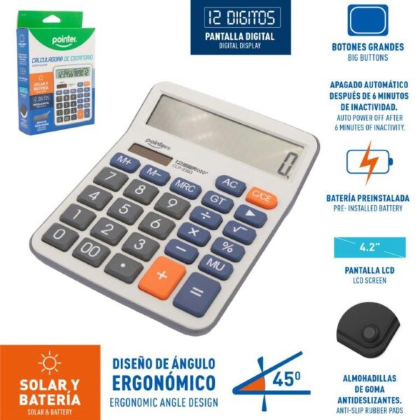 CALCULADORA ESCRITORIO 12 DIG POINTER(CLP-2363)