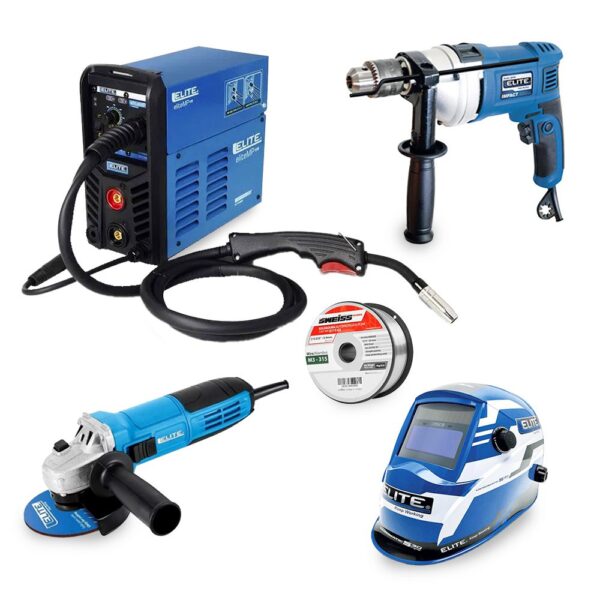 COMBO ELITE (1123000) SOLDADOR MULTIPR130AMP (SI7130MP) + PULIDORA (AG1142KIT) + TALADRO 900 (ID900) + 2 SOLDADURA (M3-215) + CARETA (CSVM750)