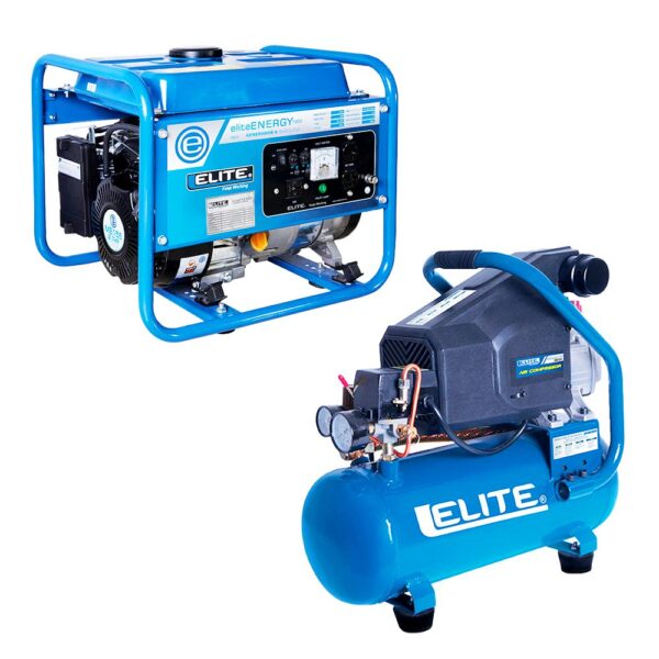 COMBO ELITE (1123015) PLANTA GENERADORA GASOLINA 1300W (2G13) + COMPRESOR1.5 HP TANQUE 10LTS 115PSI 110V -7.5 AMP (CA1510)