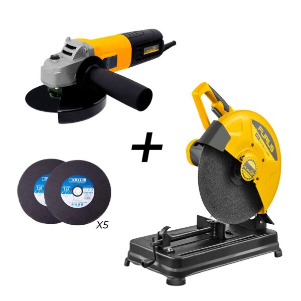 COMBO FURIUS (HSM1123002) TRONZADORA 14 2500W (FCS2511) + PULIDORA DE 4 1/2 (FG71) + 5 DISCOS C/M 14 (DA1424)