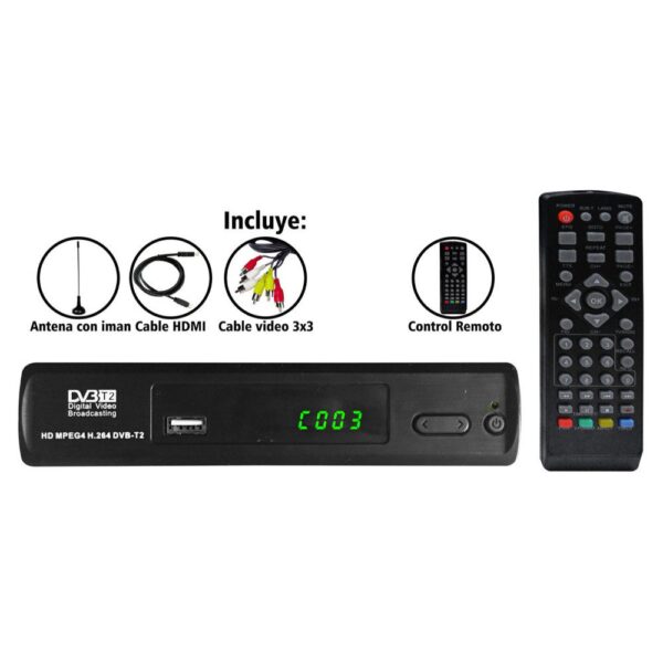 DECODIFICADOR TDT CON WIFI (DVBT2) CON ANTENA Y CABLE HDMI (TELEVISION DIGITAL TERRESTRE) (NT-DVB1321)