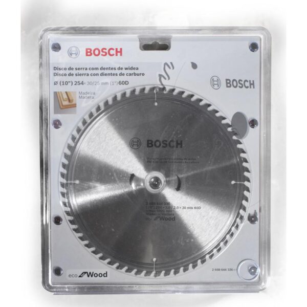 DISCO MADERA BOSCH ECO 10"X60D EJE DE 1" (2608644336000)