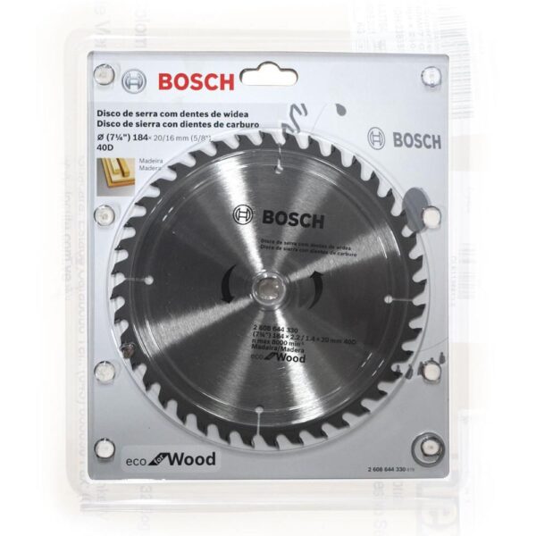 DISCO MADERA BOSCH ECO 7 1/4"X40D EJE DE 3/4 (2608644330000)