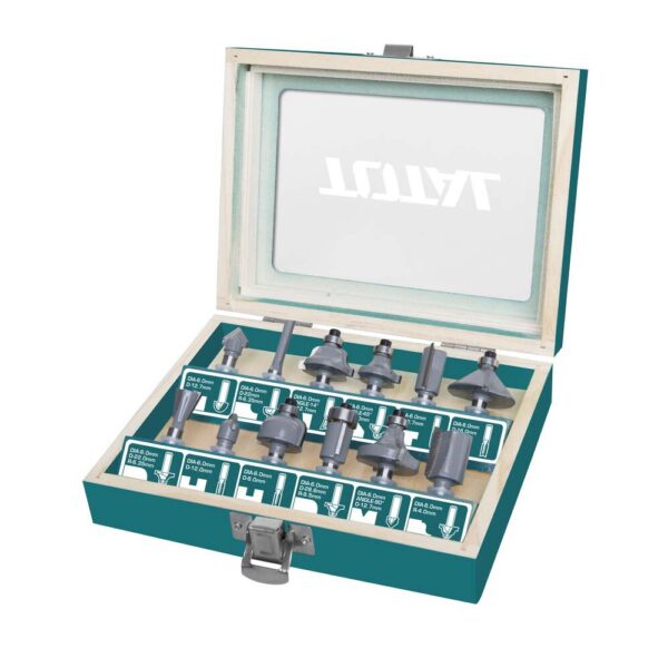 FRESA PARA RUTEADORA 1/4" JUEGO X 12 PIEZAS TOTAL (TACSR0104121)
