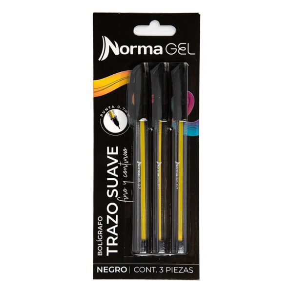LAPICERO GEL NEGRO X 3 NORMA