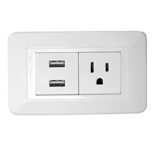 LINEA BK BLANCA INCRUSTAR TOMA SENCILLO + 2 USB (118K-36) (HT20770)